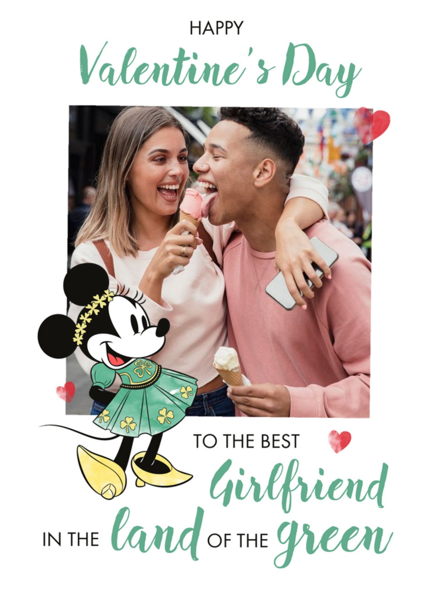 Disney Minnie Mouse Happy Valentines Day Photo Upload Irish Card, Large