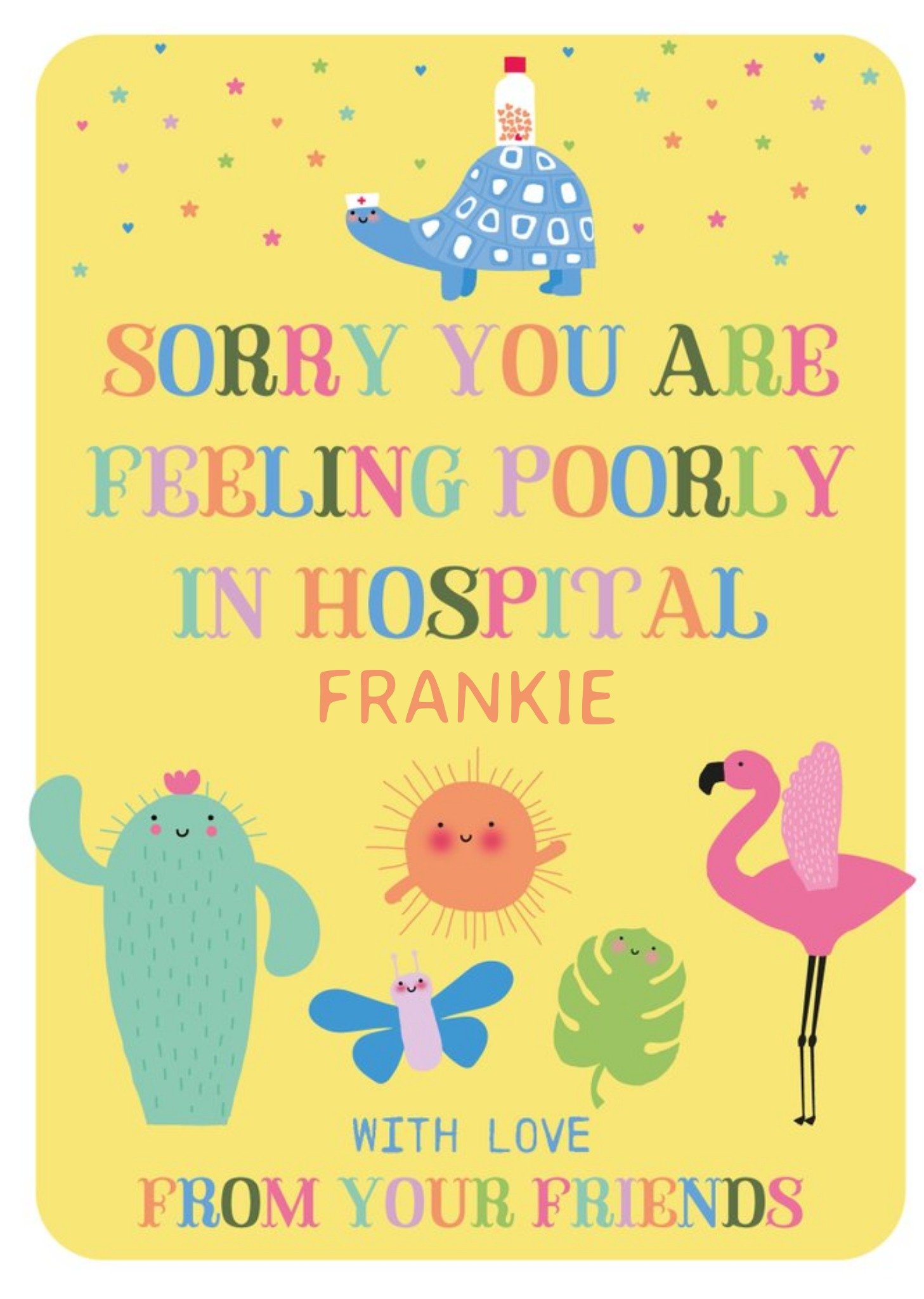 Cute And Colourful Poorly In Hospital Get Well Soon Card Ecard