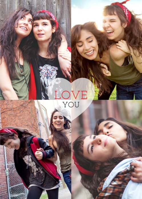 Love You Personalised 4 Photo Upload Happy Valentine's Day Card