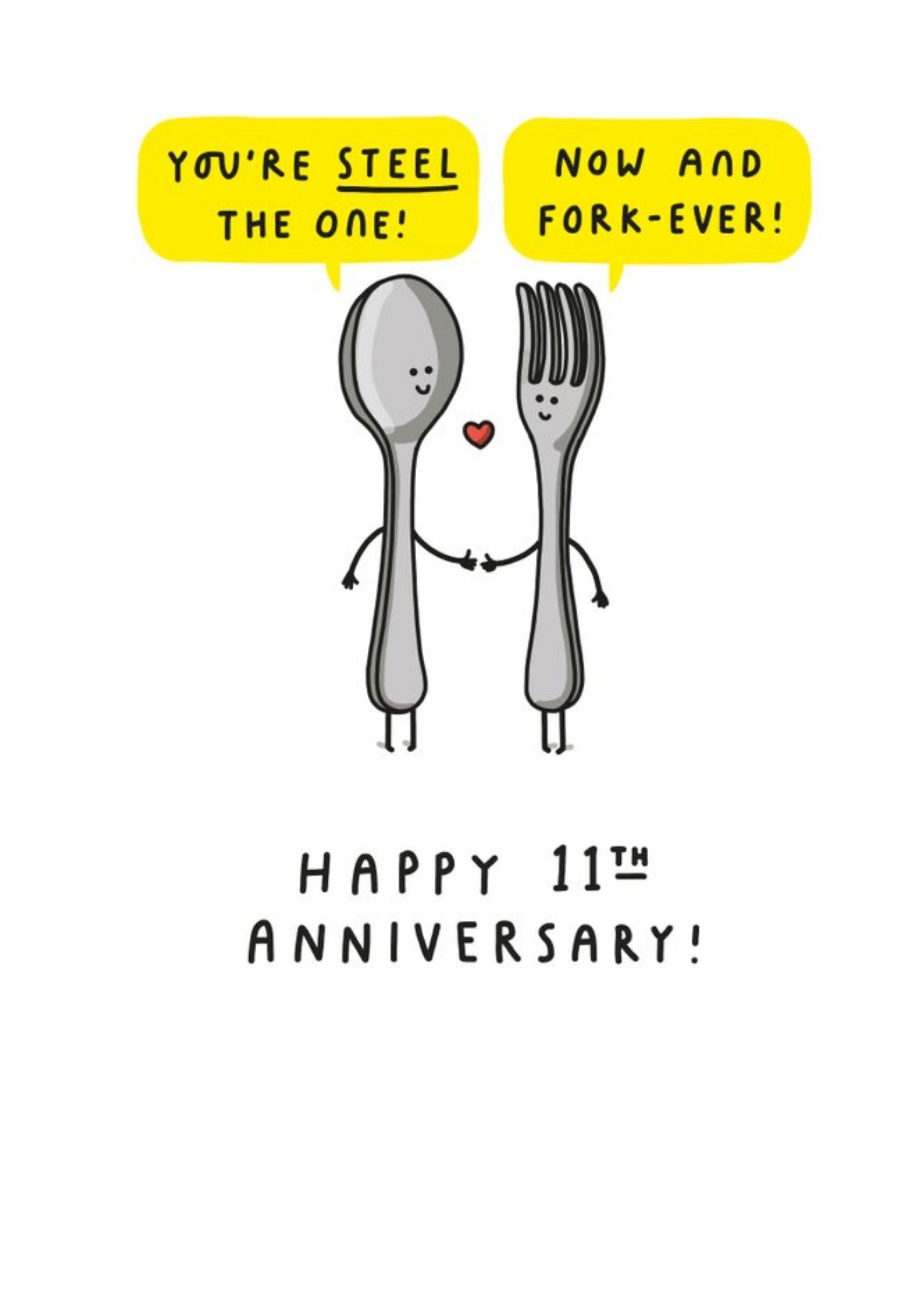 Fun Cartoon Steel Eleventh Anniversary Card