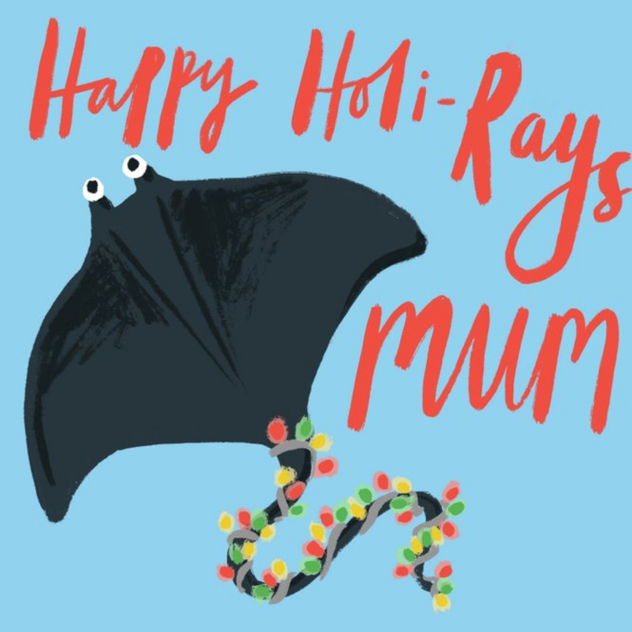 Illustration Of A Manta Ray Mum's Christmas Card, Square