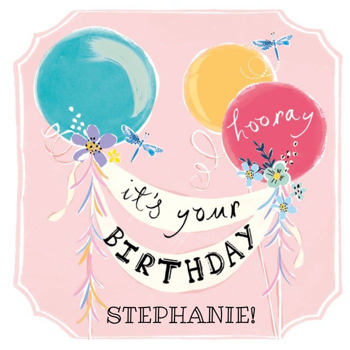 Hooray, Its Your Birthday Personalised Name Card