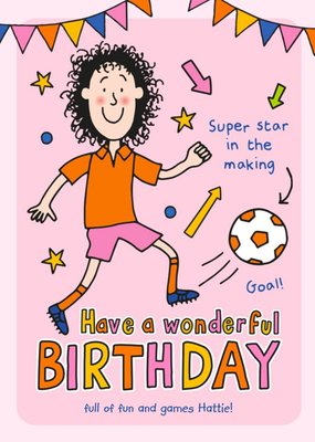 Tracy Beaker Illustrated Football Birthday Card