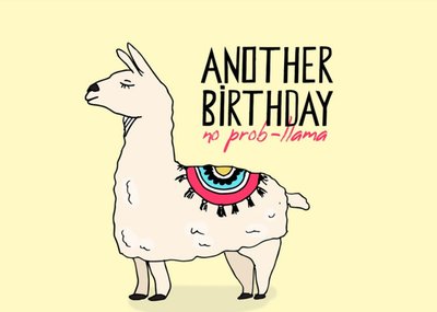 Illustration Another Birthday No Prob Llama Card