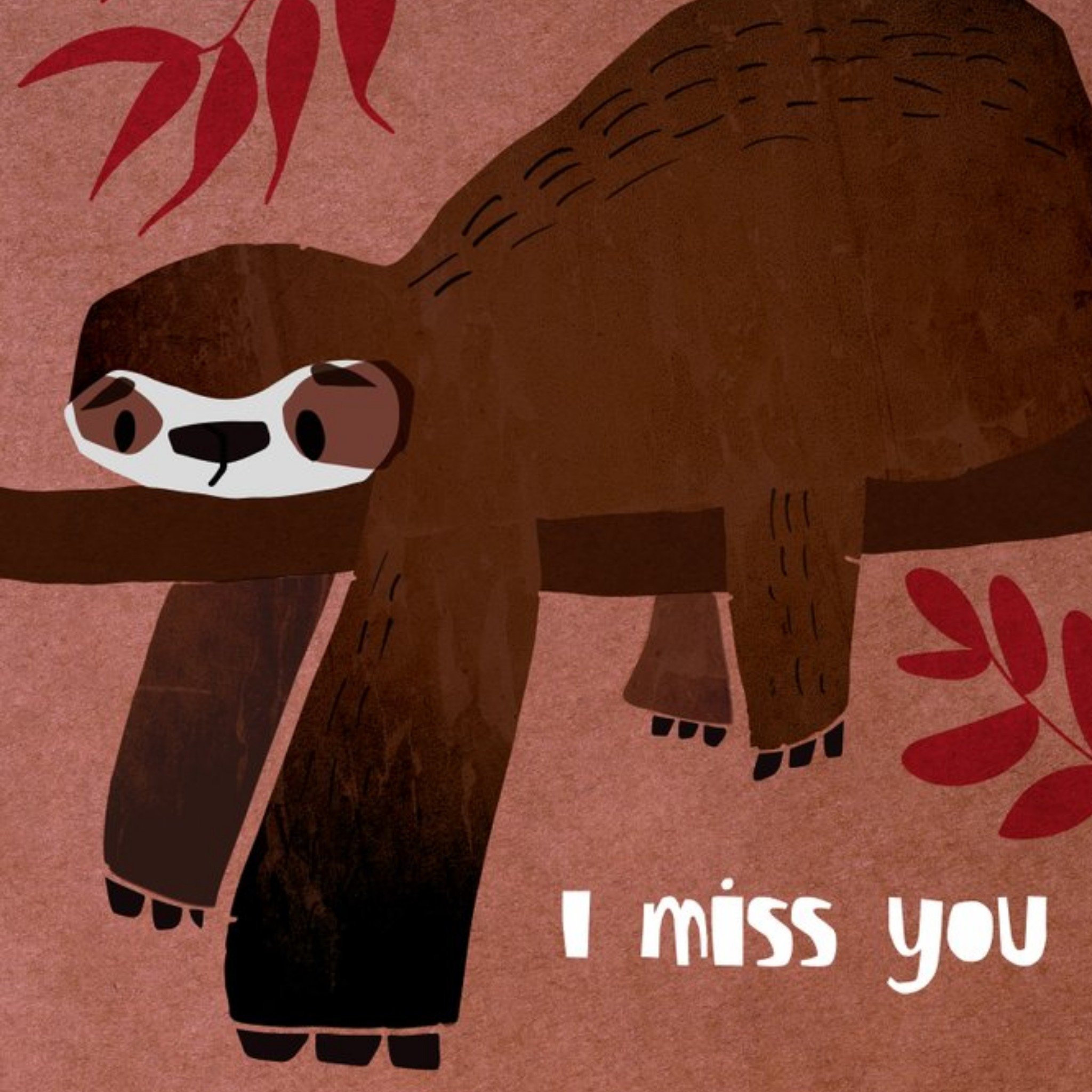 Moonpig Illustrated Sad Sloth Miss You Card, Square