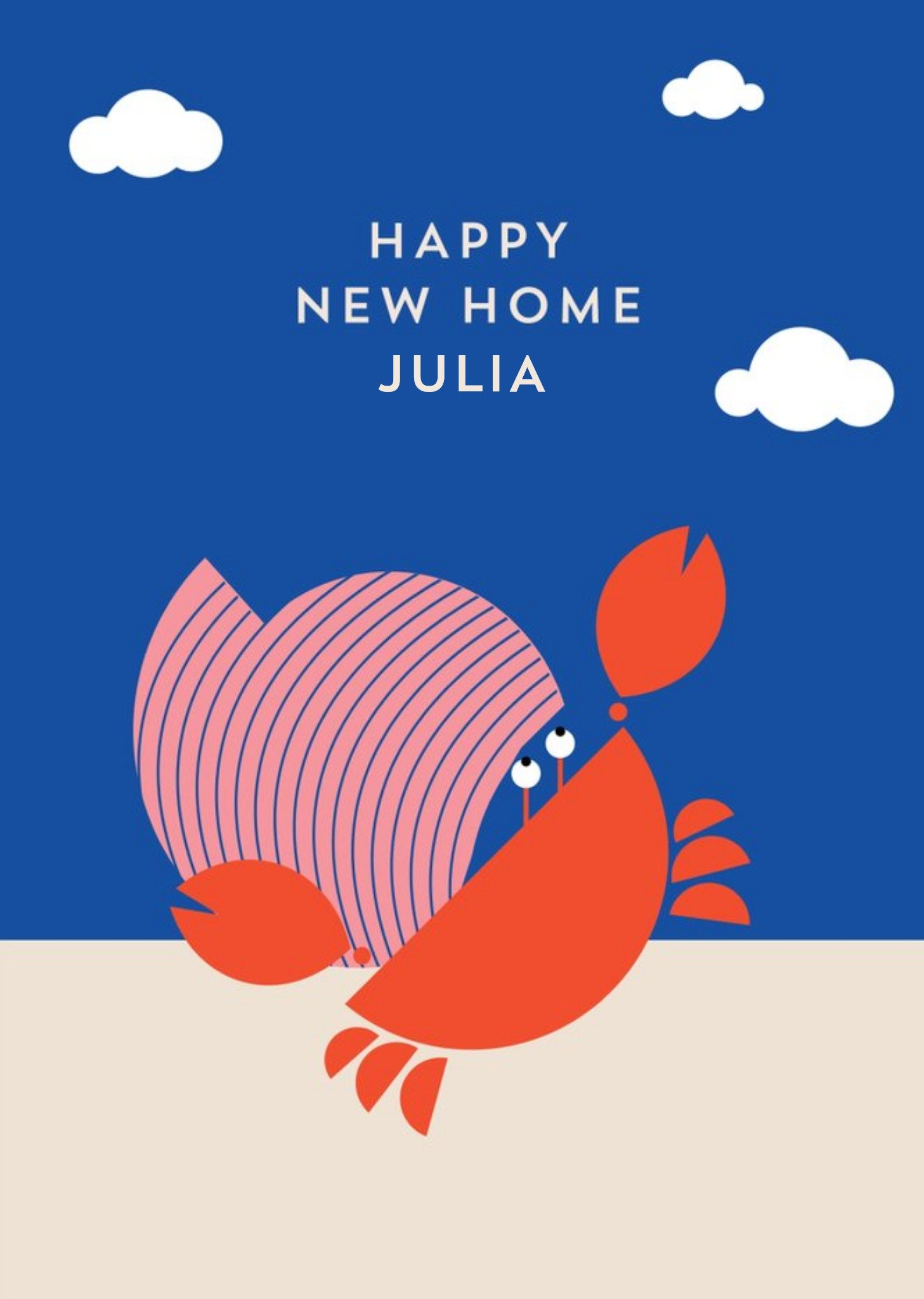 Moonpig Graphic Illustration Of A Hermit Crab. Happy New Home Card Ecard