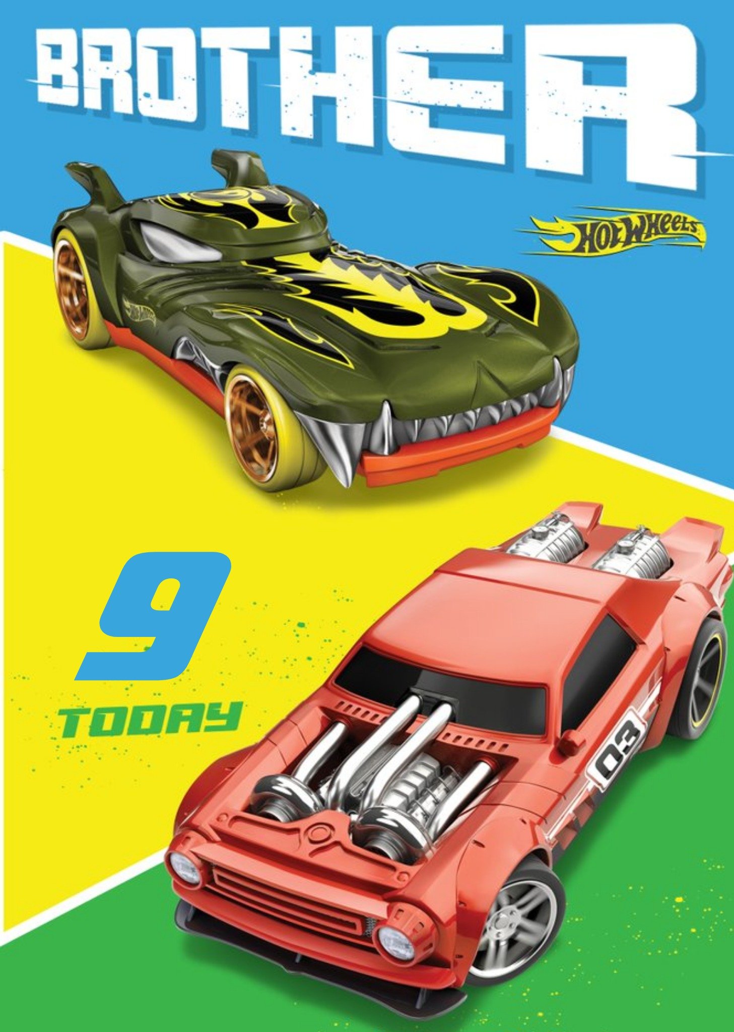 Hot Wheels Brother Age 9 Today Birthday Card Ecard