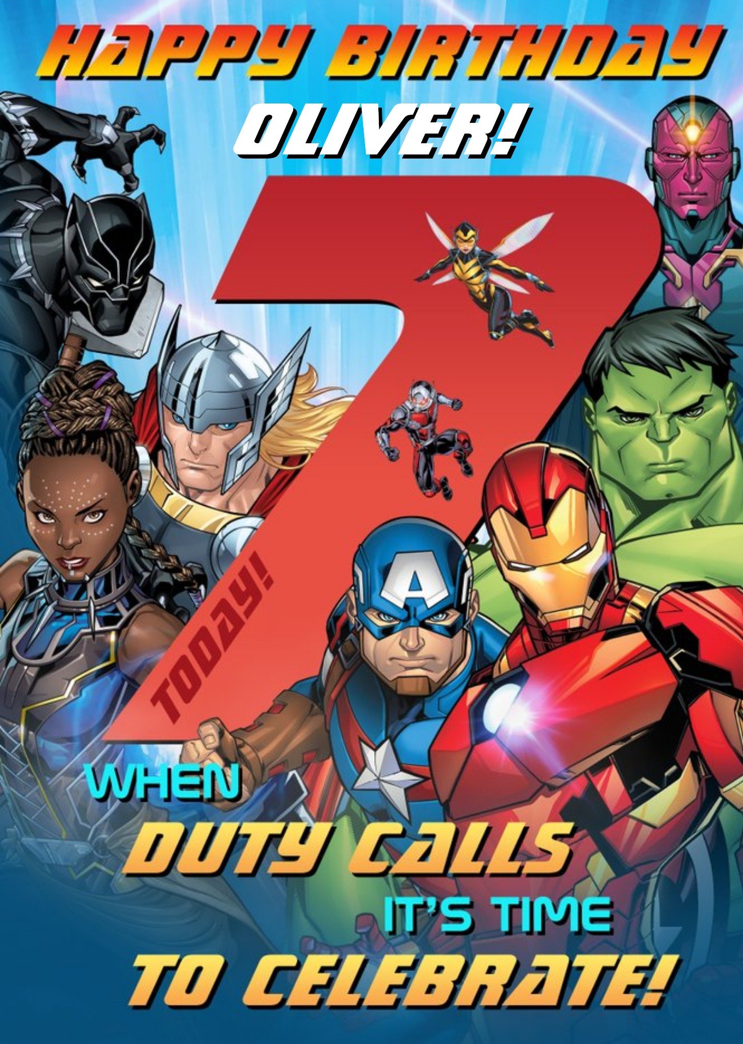 Disney Marvel Avengers Time To Celebrate 7th Birthday Card Ecard