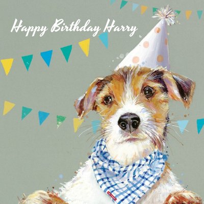 Doggie Ready To Celebrate Personalised Birthday Card
