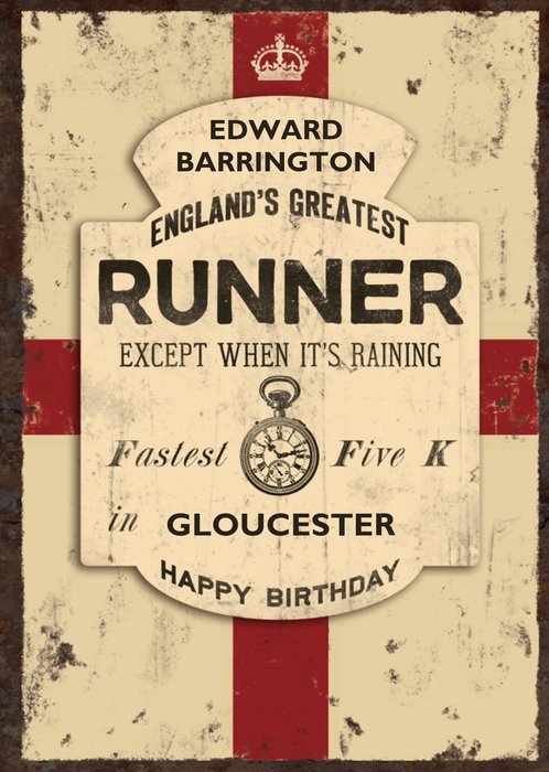 Englands Greatest Runner Personalised Name Card