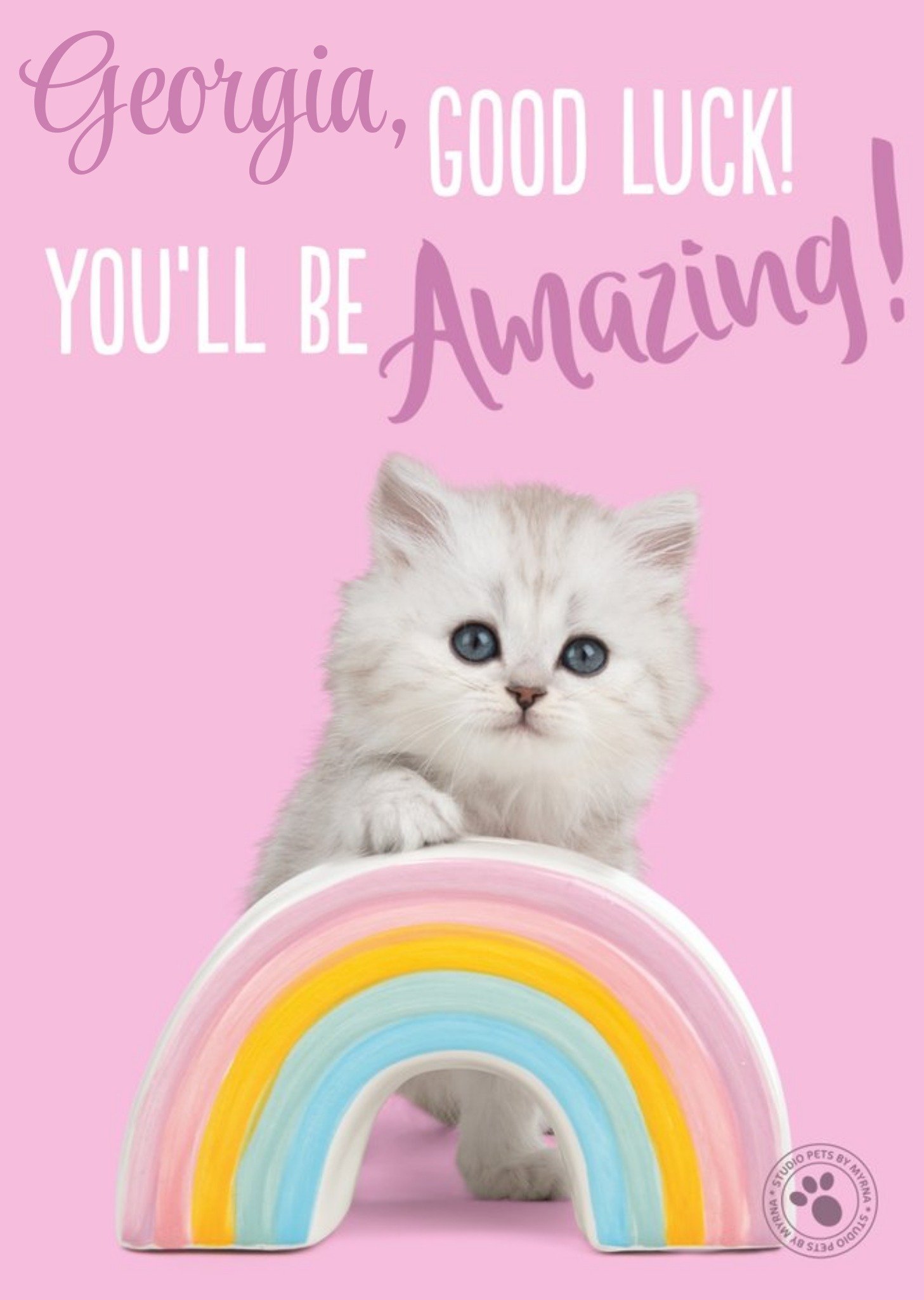 Studio Pets Cute Kitten You'll Be Amazing Good Luck Card Ecard