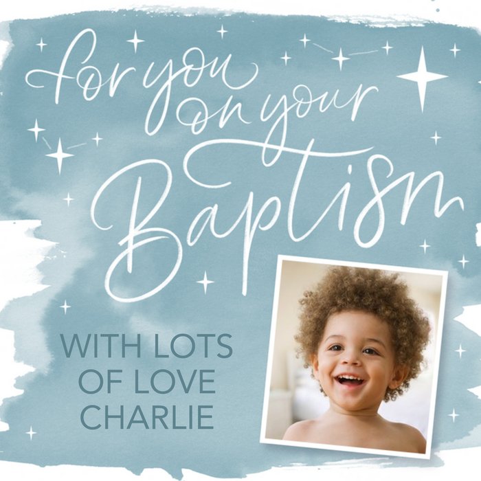 Starry Typographic Customisable Baptism Card