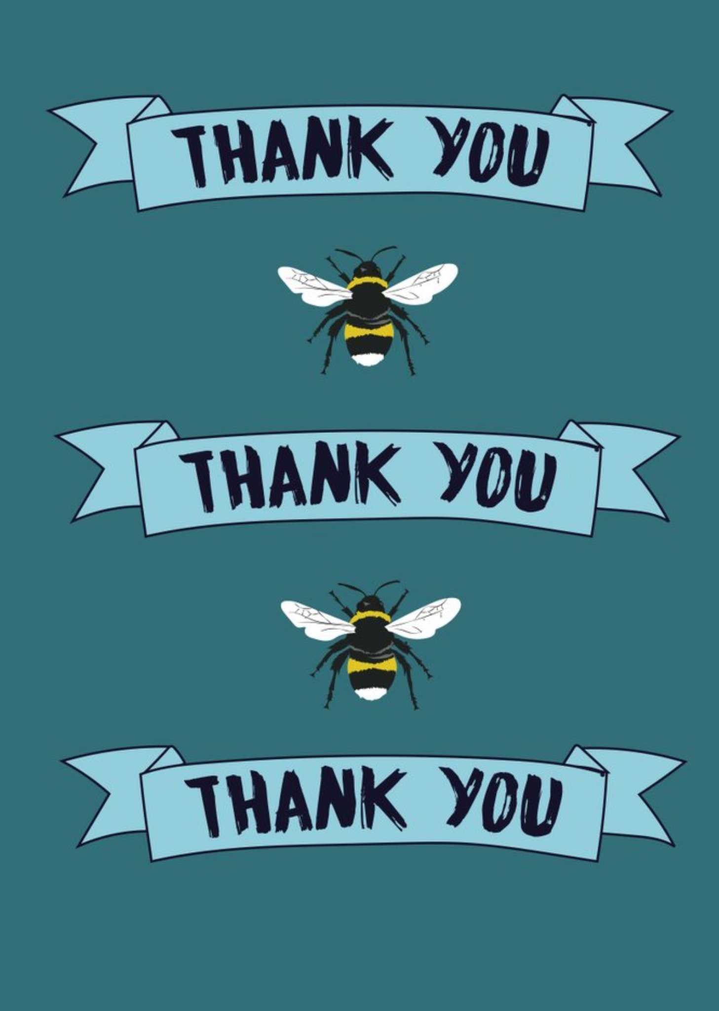 Moonpig Illustrated Bees Thank You Card, Large