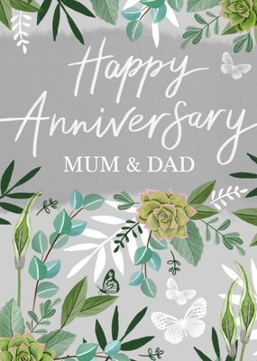 Happy Anniversary Mum And Dad Floral Anniversary Card