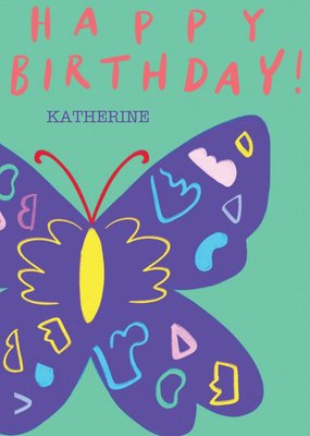 Vibrant Illustration Of A Butterfly Birthday Card