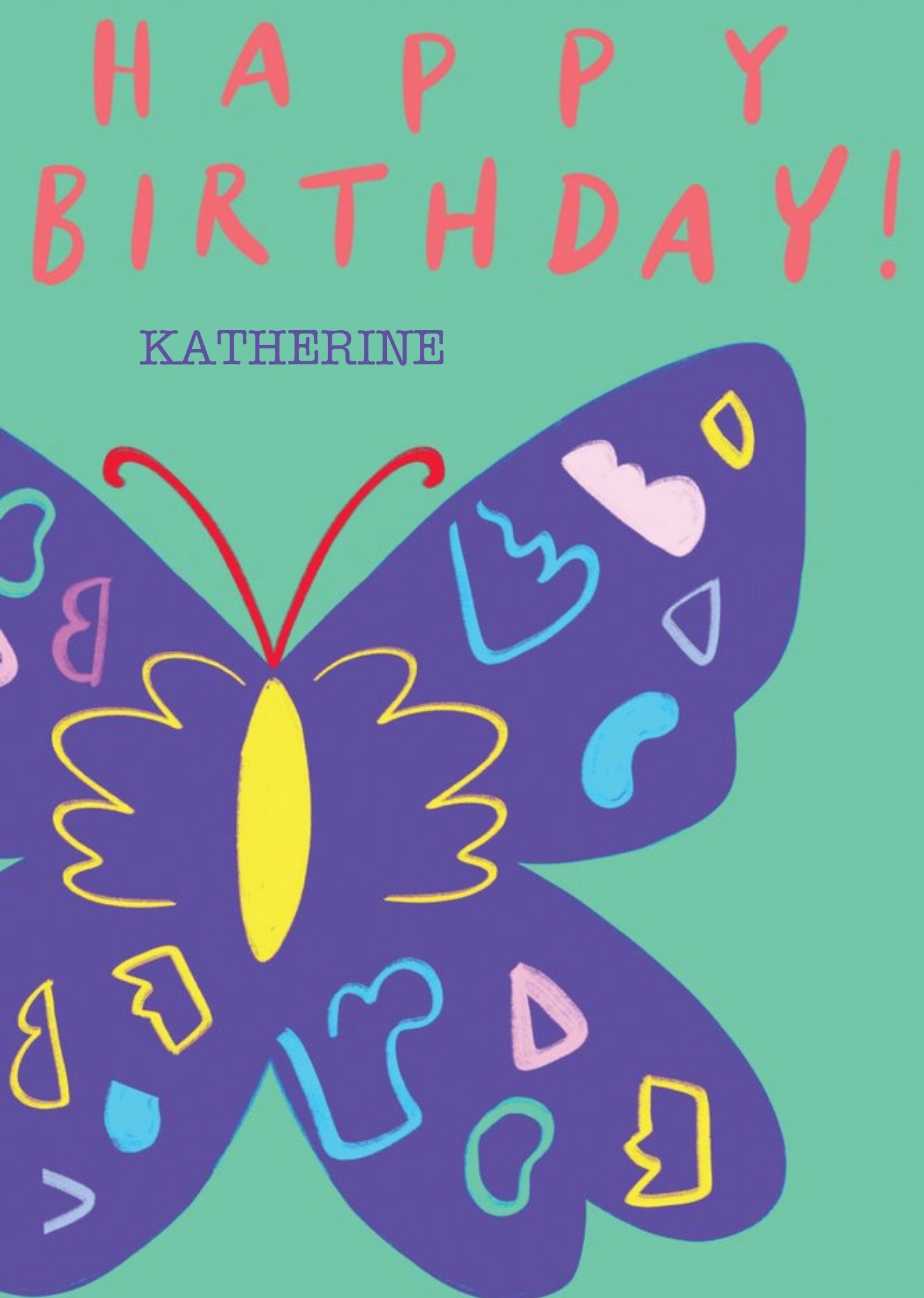 Moonpig Vibrant Illustration Of A Butterfly Birthday Card, Large