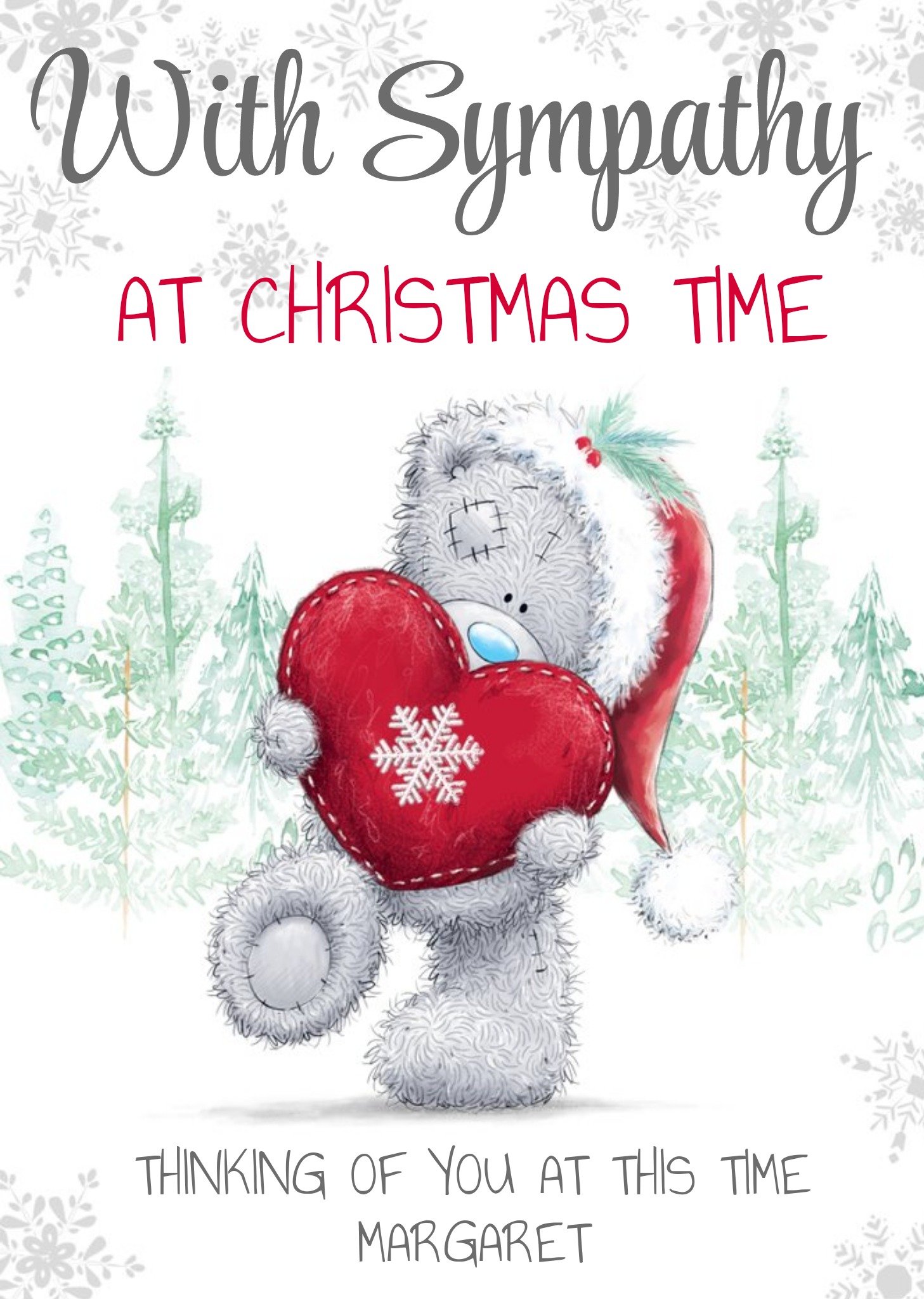 Me To You Tatty Teddy With Sympathy At Christmas Time Card Ecard