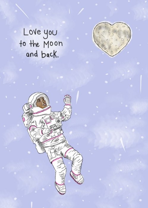 Illustration Of A Woman In A Space Suit Floating Among The Stars Anniversary Card