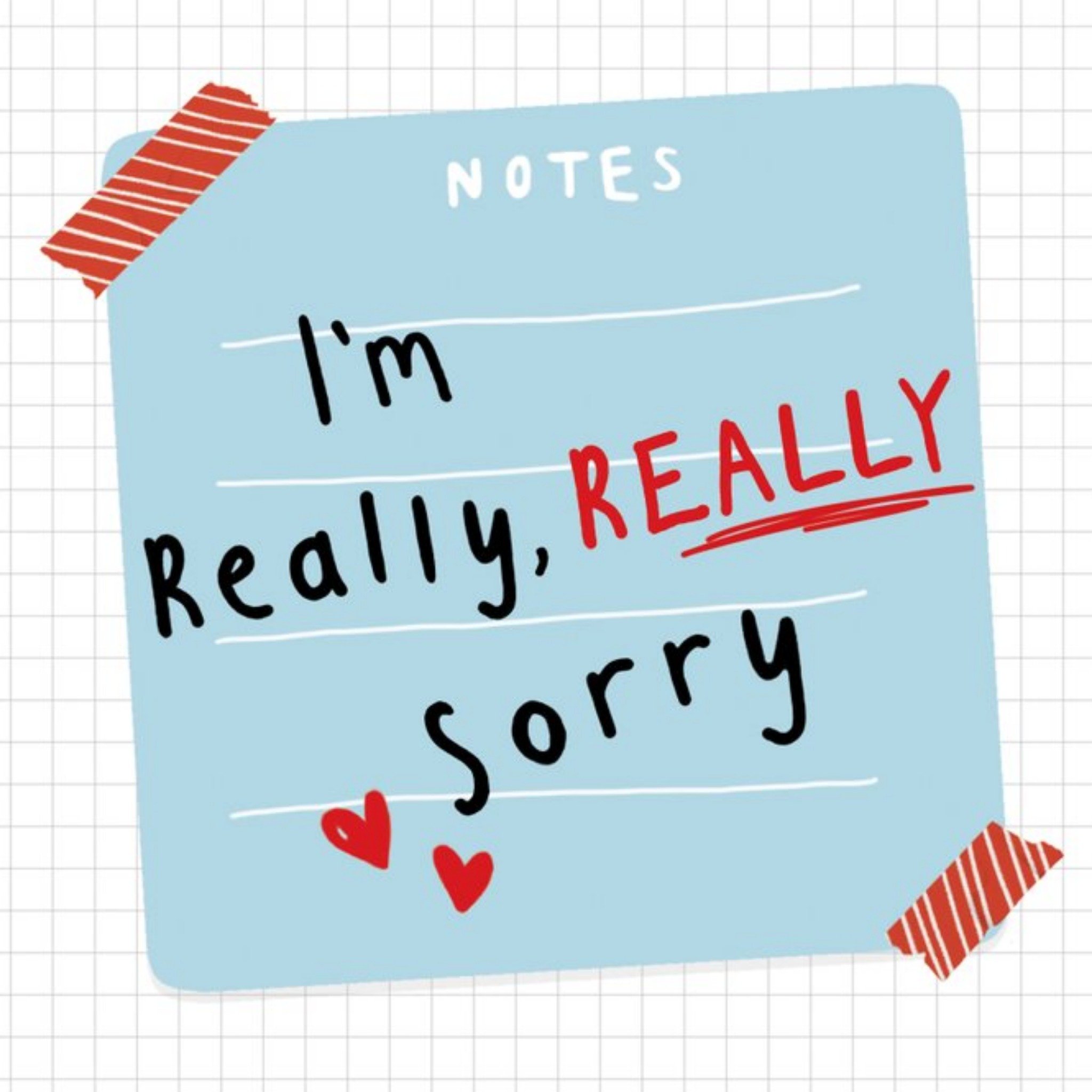 Moonpig Clintons Sticky Note Hearts Sorry Card, Large