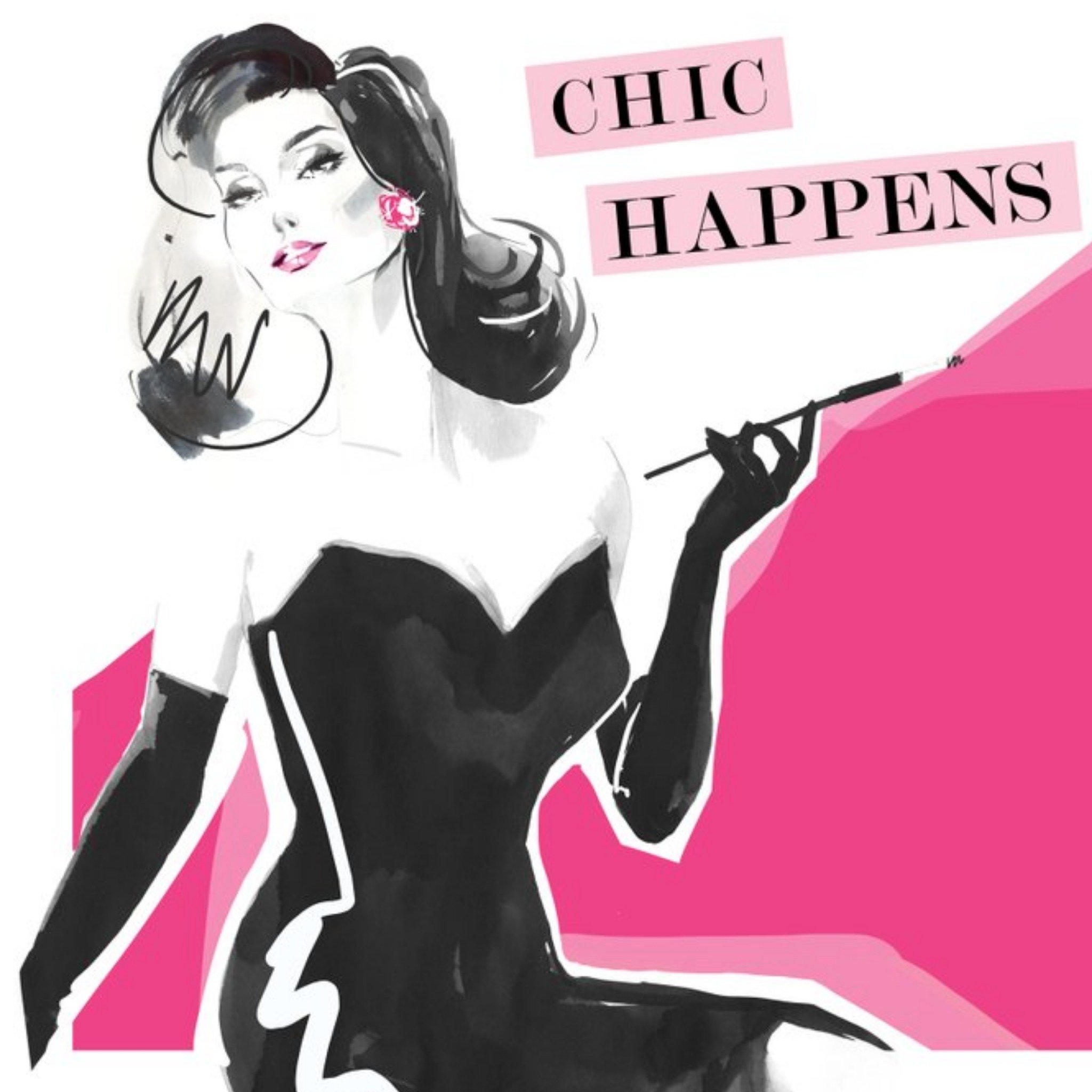 Fashion Illustration Chic Happens Birthday Card, Square