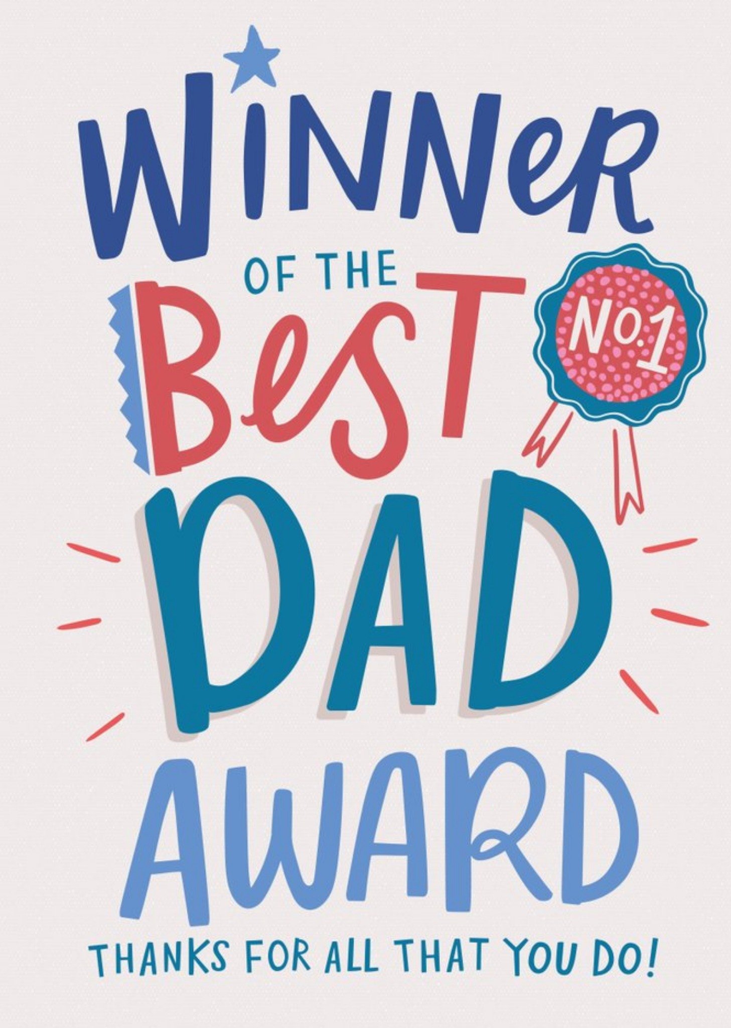 Moonpig Illustration Of A Number One Rosette Best Dad Award Father's Day Card Ecard