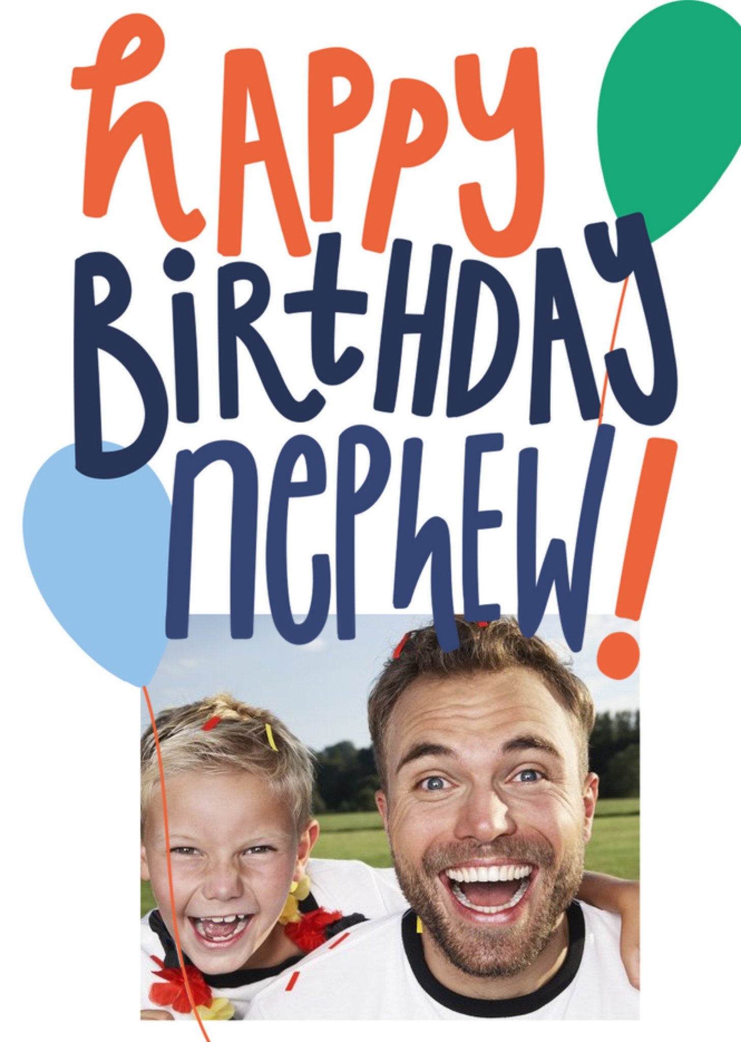 Moonpig Fun Bold Typographic Photo Upload Nephew Birthday Card, Large