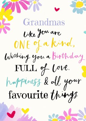 One Of A Kind Grandma Calligraphy Birthday Card