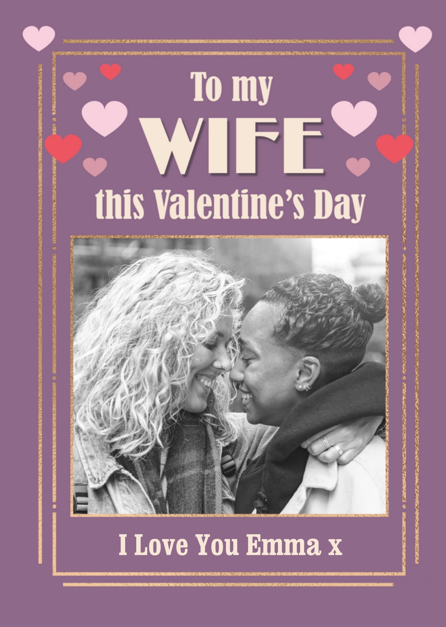 Art Deco To My Wife This Valentine's Day Photo Upload Card. Ecard