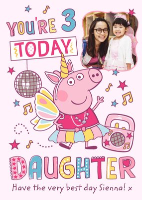Peppa Pig Daughter's Photo Upload Third Birthday Card