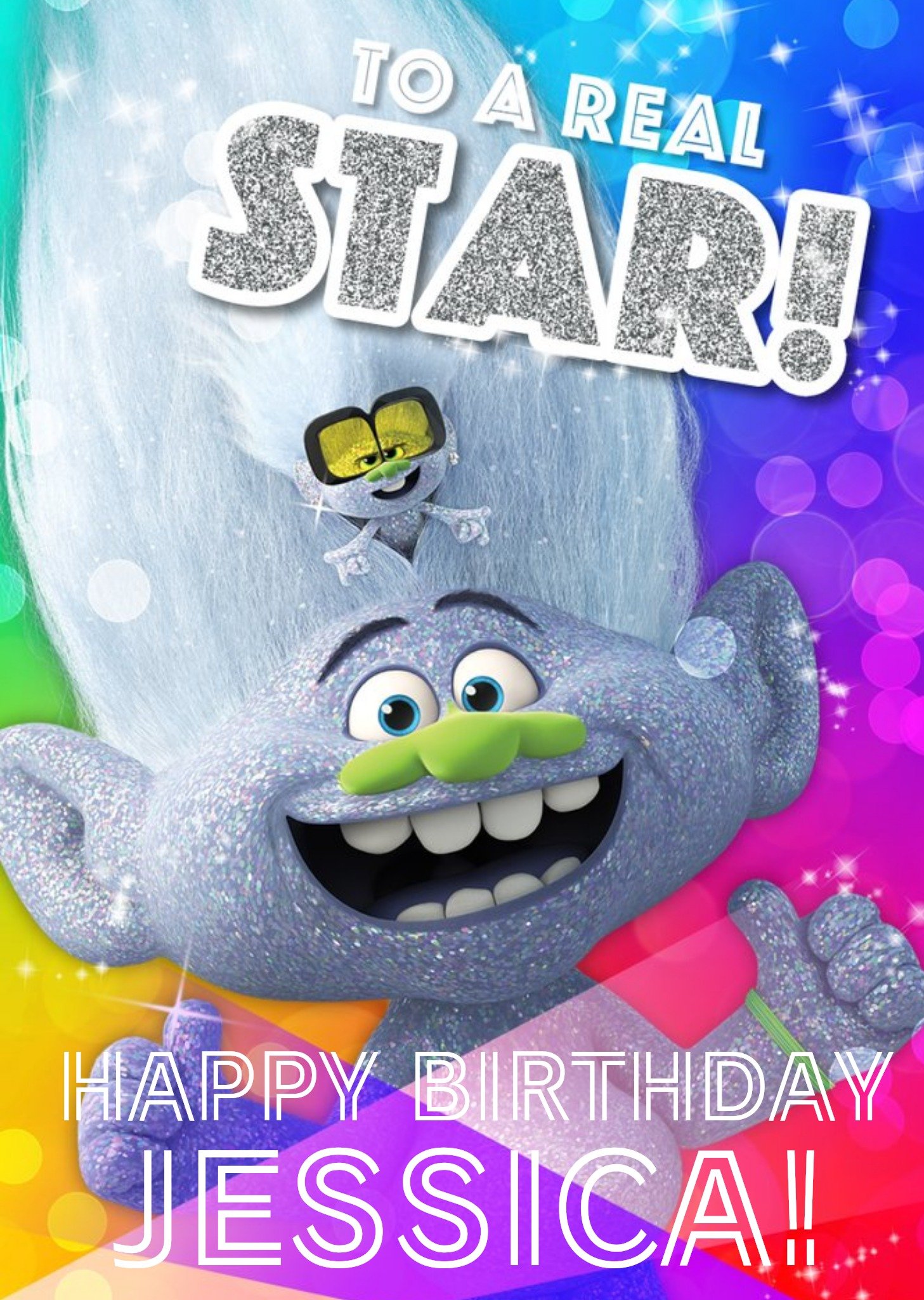 Trolls World Tour You're A Star Birthday Card, Large