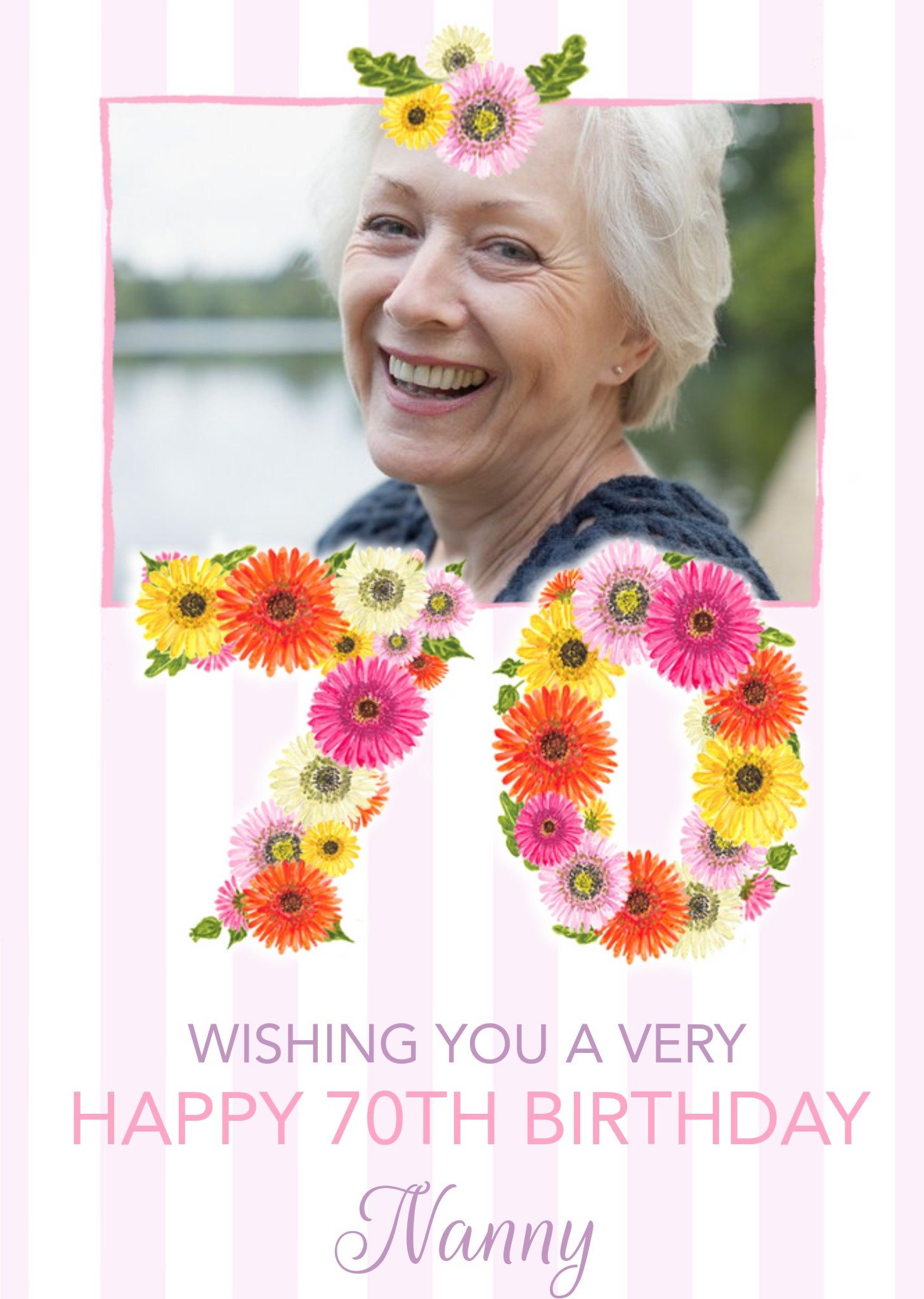 Beautiful Illustration Of The Number 70 Made Out Of Flowers Photo Upload Card Ecard