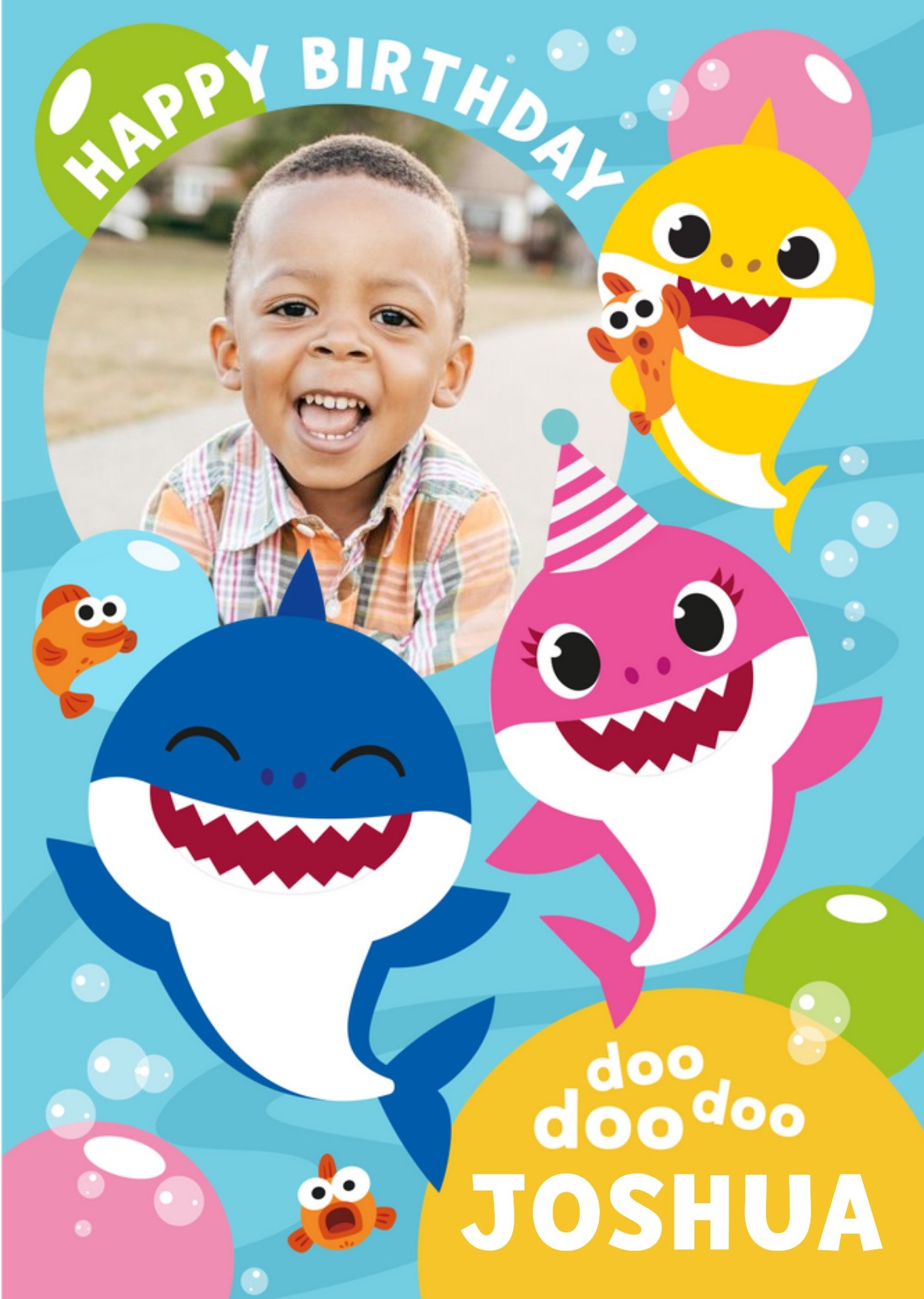 Baby Shark Song Photo Upload Kids Birthday Card