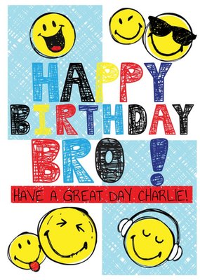 Smiley World Happy Birthday Bro Card