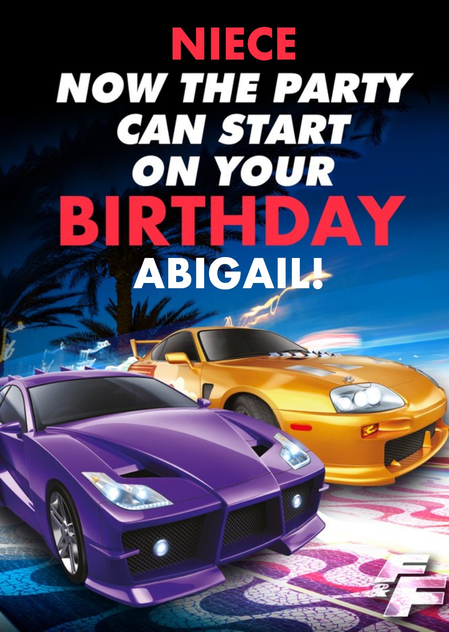 Fast And Furious Niece Birthday Card Ecard