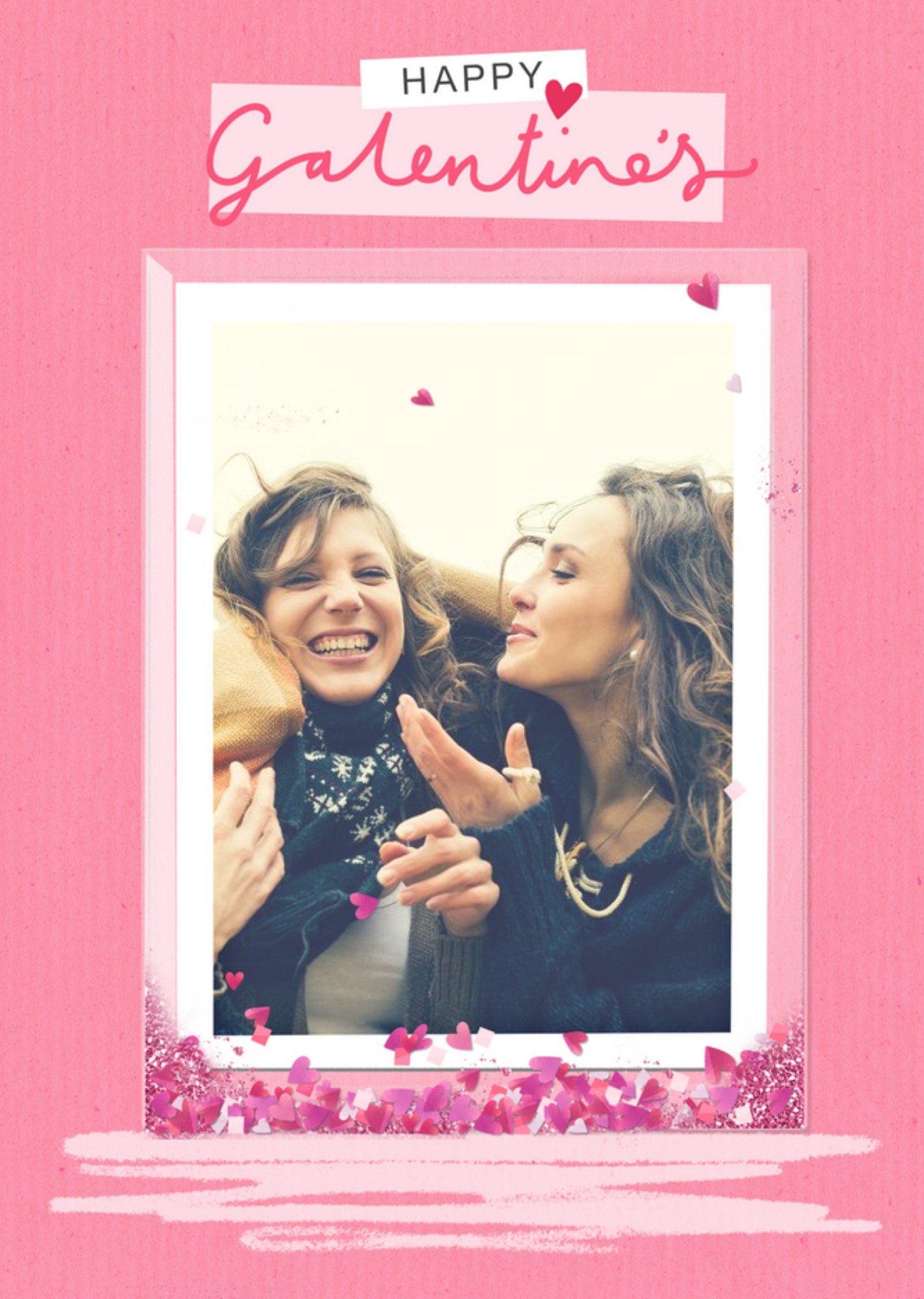 Heart Confetti Happy Galentine's Day Friendship Card