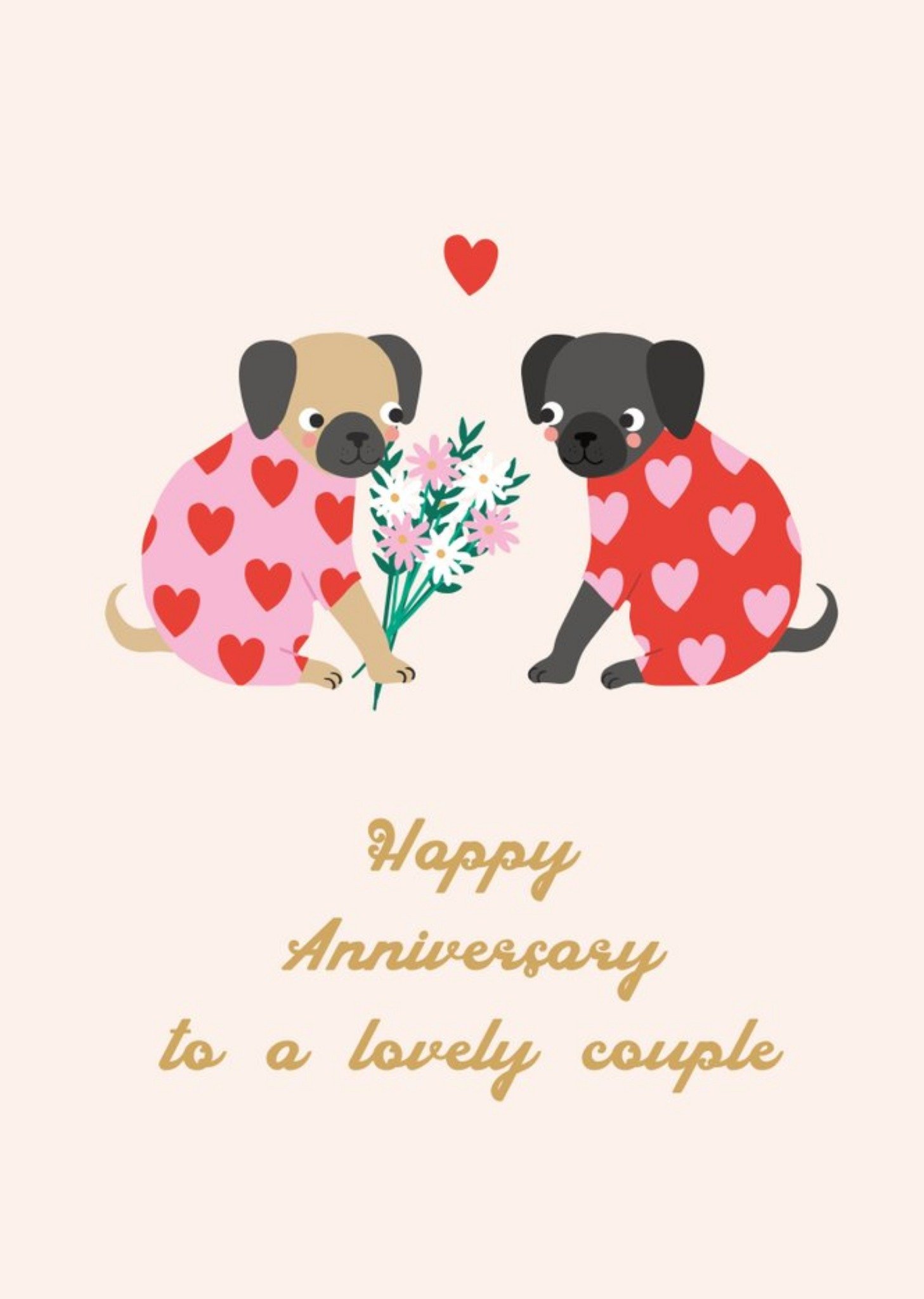 Illustration With Flowers Happy Anniversary Card Ecard