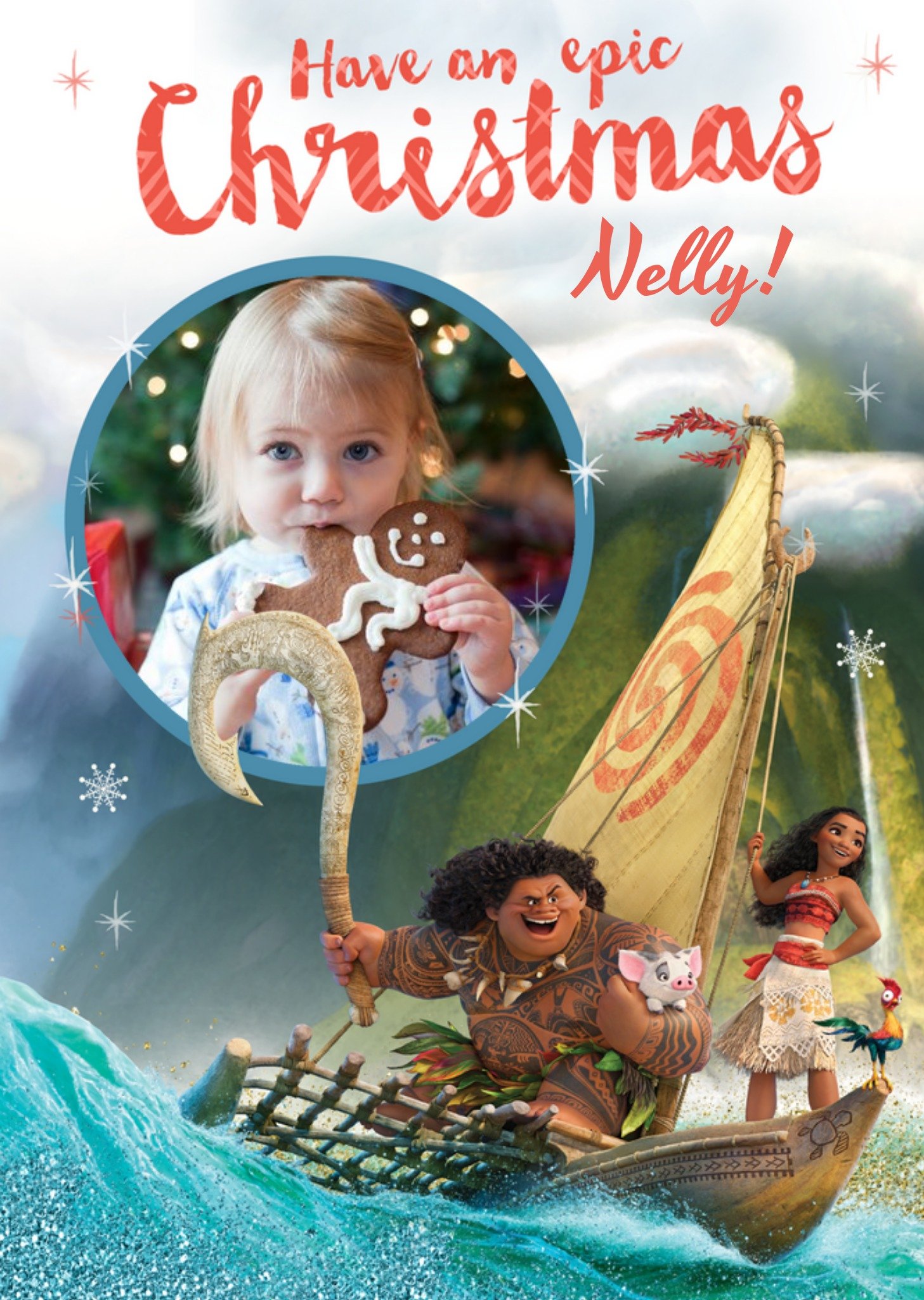 Disney Moana Epic Christmas Photo Upload Card Ecard