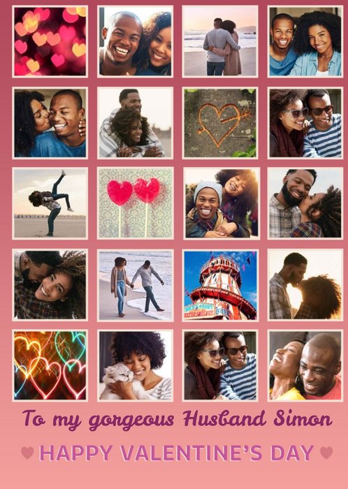 Twenty Photo Frames On A Light Pink Background Photo Upload Valentine's Day Card