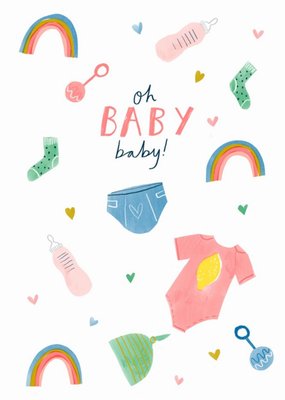 Cute Illustrated Oh Baby Baby Card