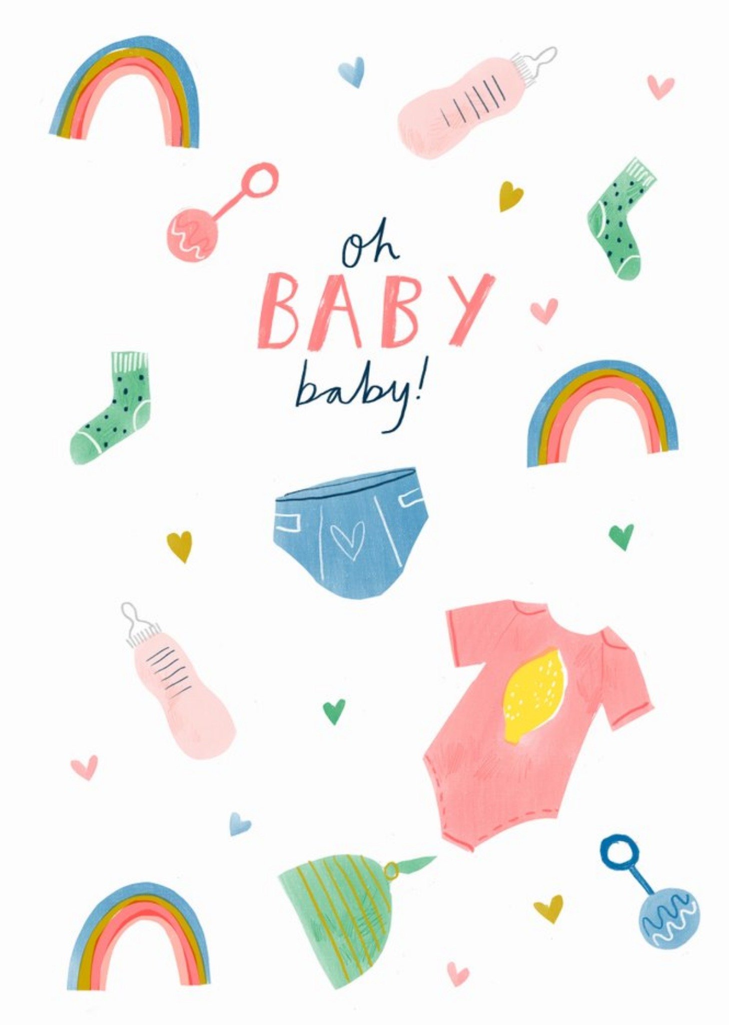Moonpig Cute Illustrated Oh Baby Baby Card Ecard
