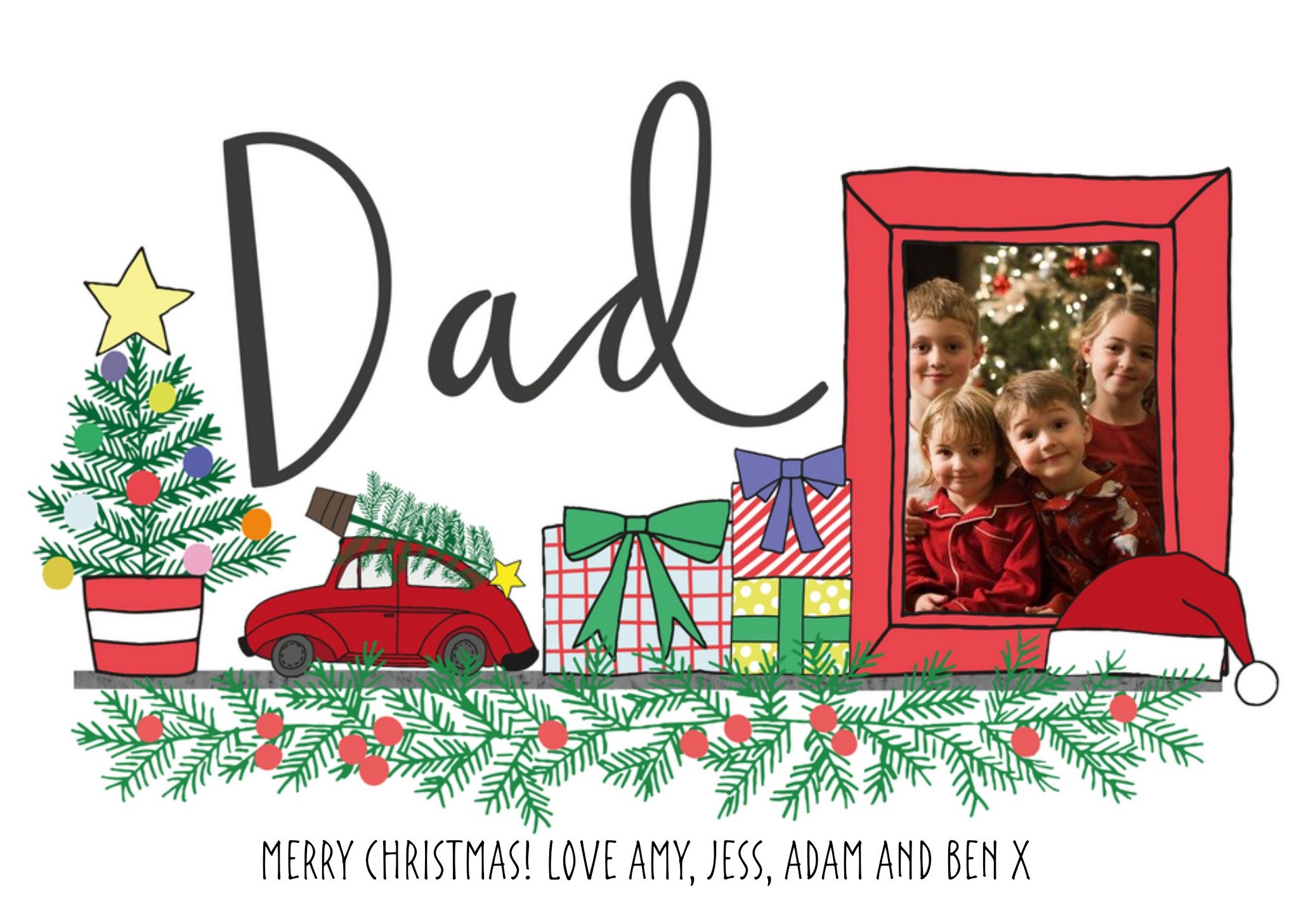 Shelfie Merry Christmas Dad Personalised Card Ecard