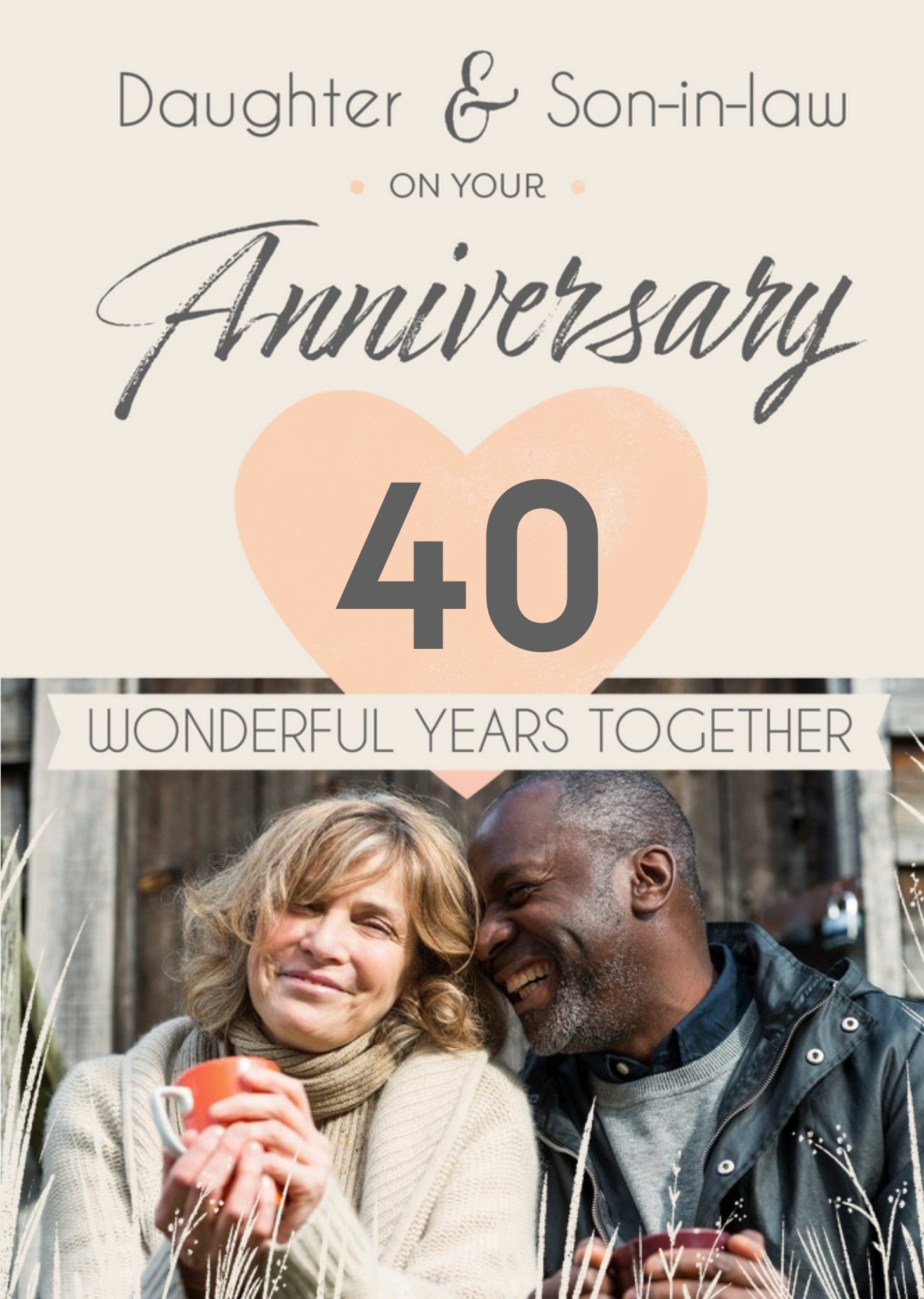 Moonpig Happy 40th Anniversary Daughter & Son-In-Law Photo Upload Card, Large