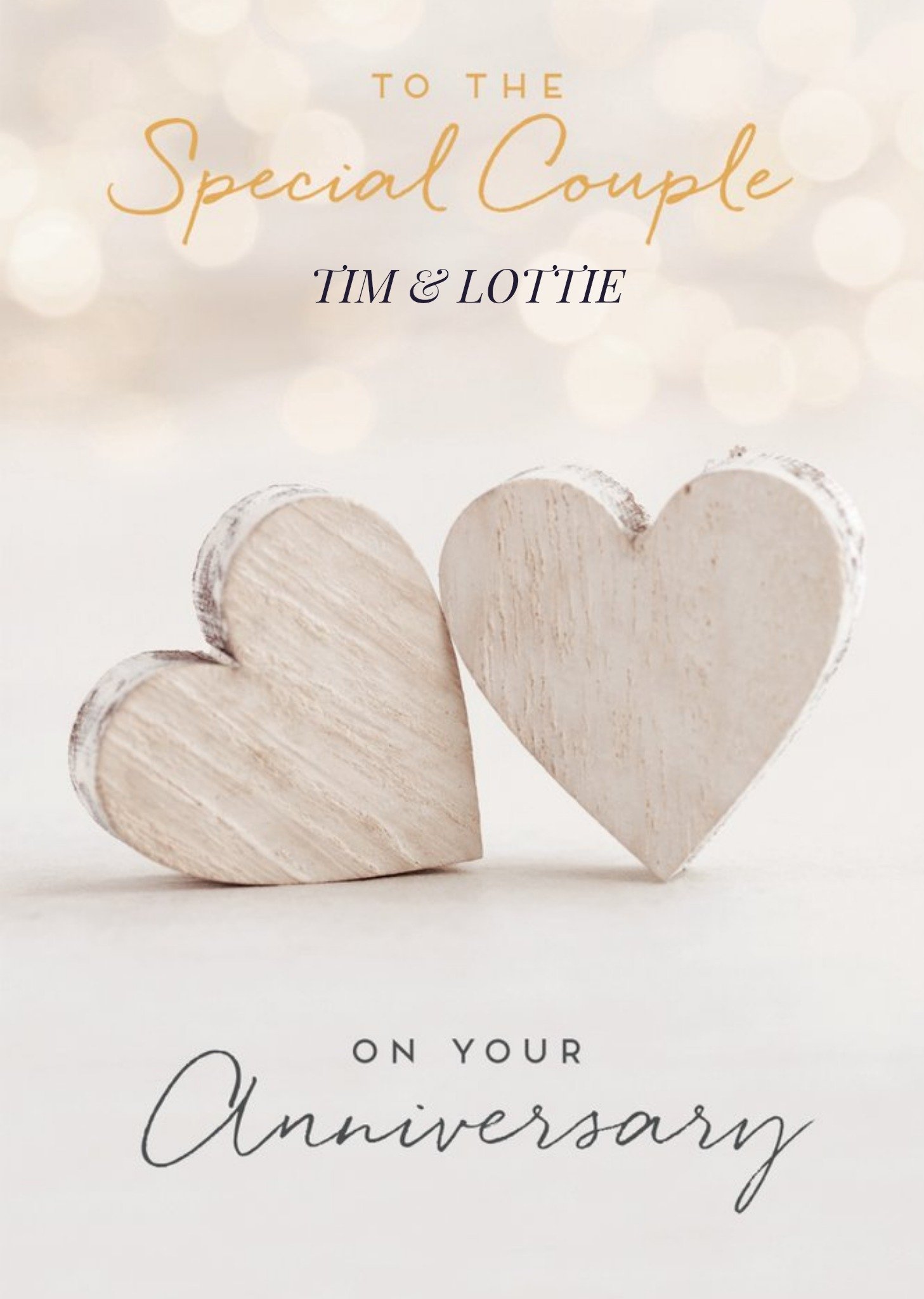 Pigment Wooden Hearts Special Couple Anniversary Card Ecard