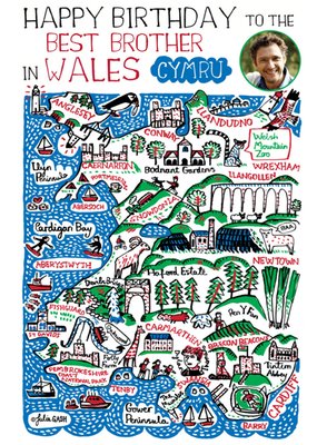 Vibrant Collage Illustration Of Wales Photo Upload Birthday Card