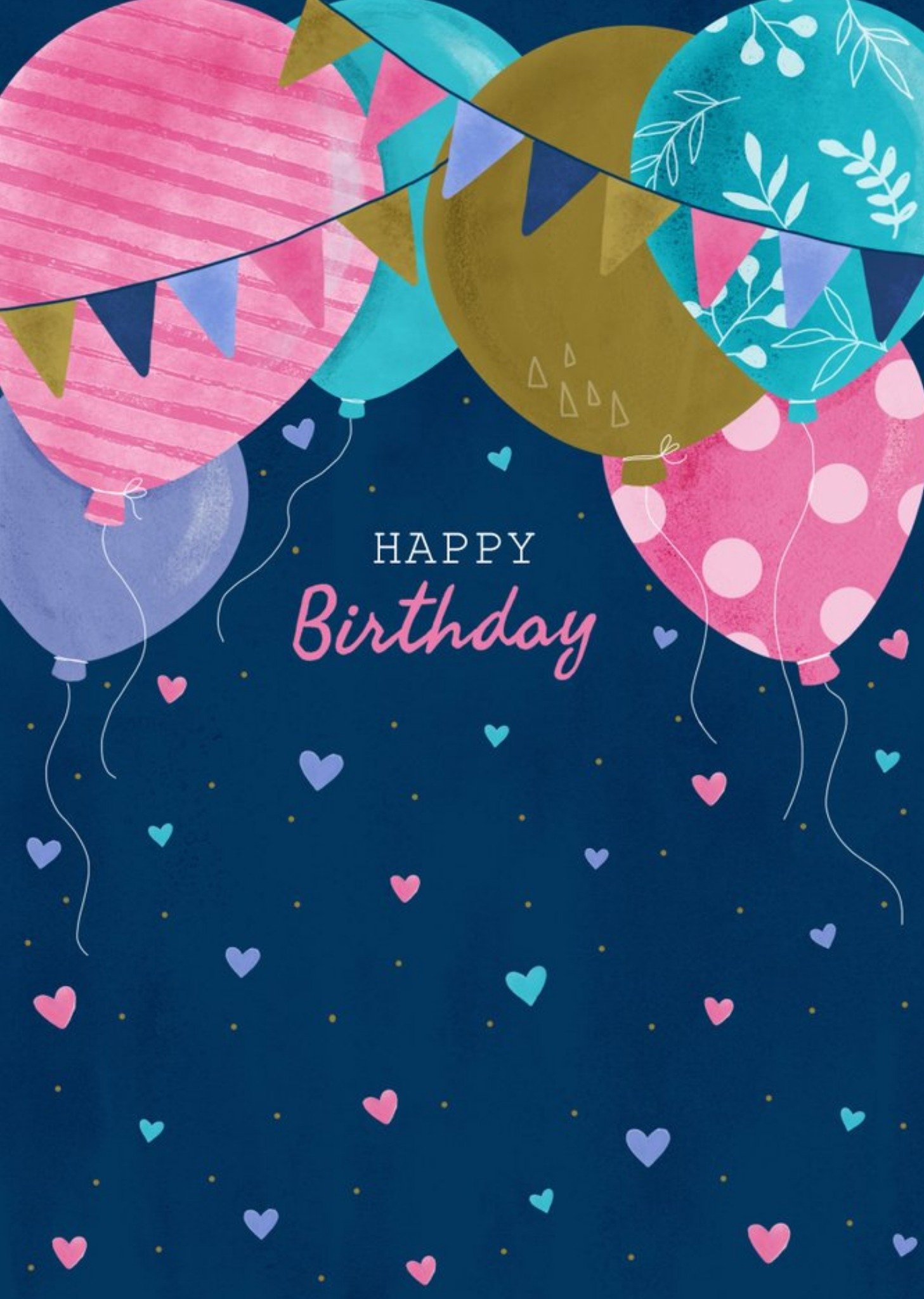 Moonpig Happy Birthday Balloons Card, Large