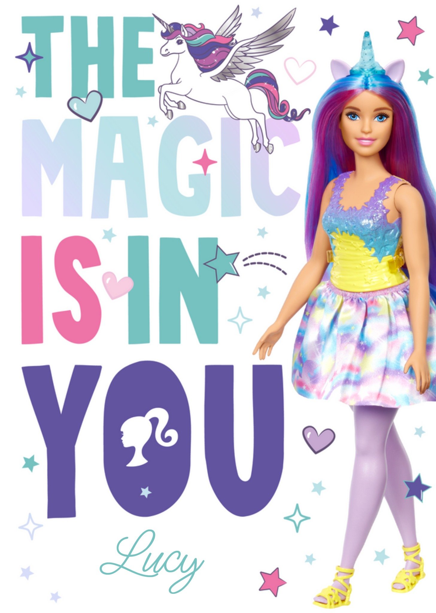 Unicorn Barbie Doll The Magic Is In You Birthday Card, Large