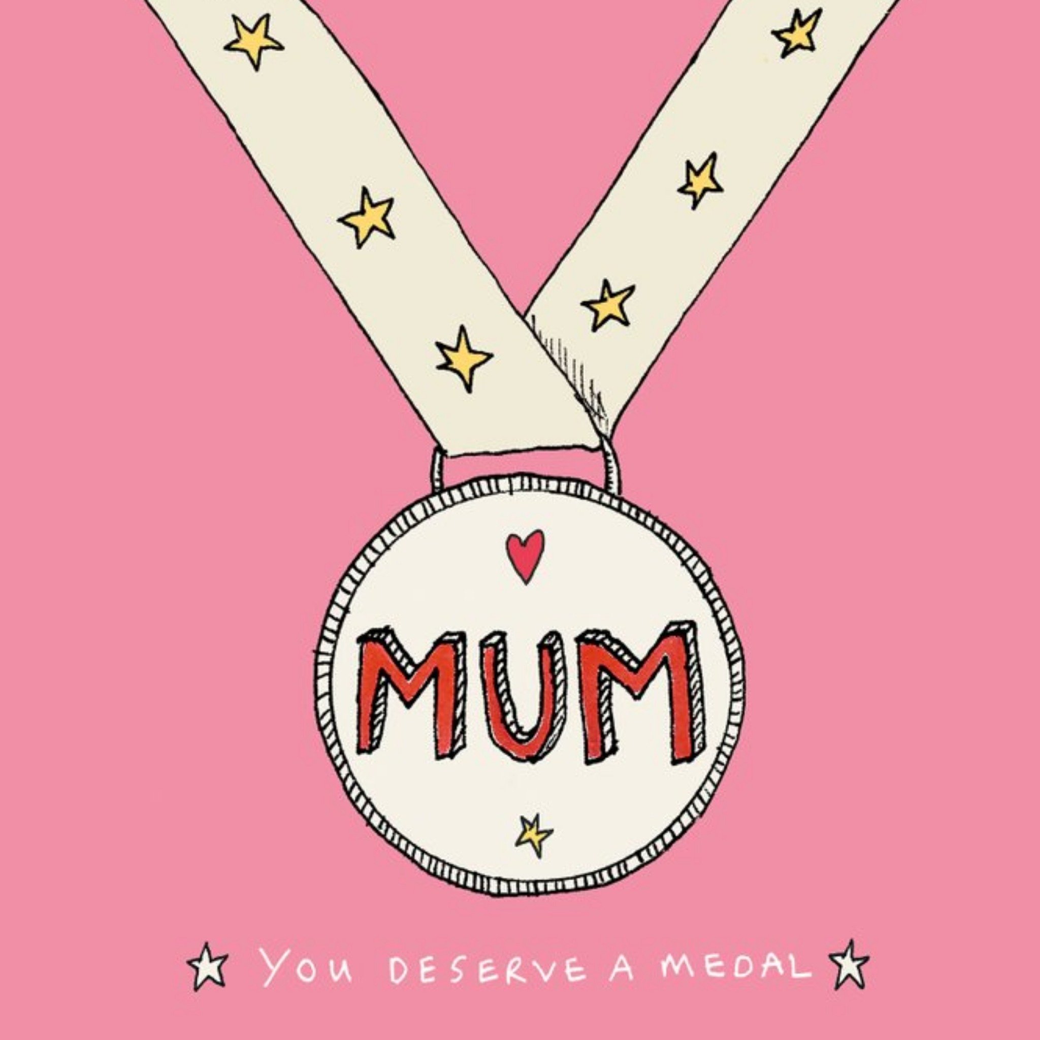 Moonpig Hand Drawn Mum You Deserve A Medal Mother's Day Card, Square