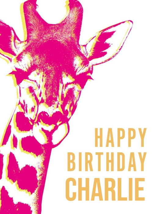 Animal Planet Bright Graphic Pop Art Giraffe Birthday Card