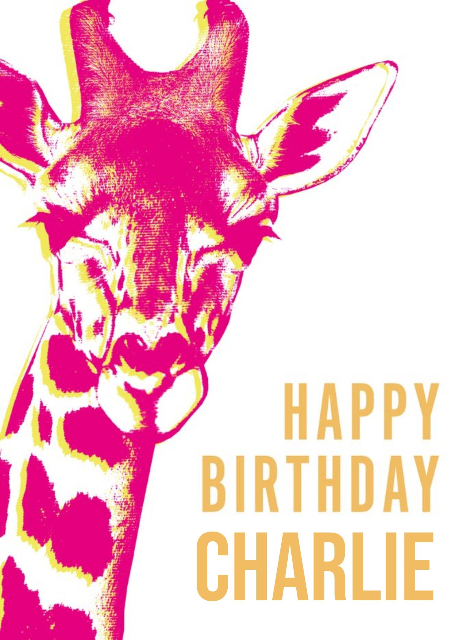 Moonpig Animal Planet Bright Graphic Pop Art Giraffe Birthday Card Ecard