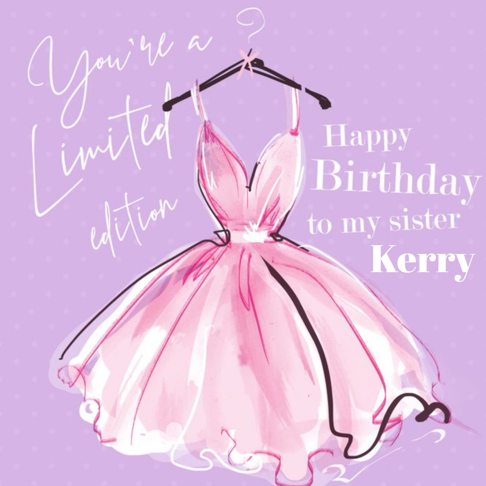 Fashion Illustration Dress Limited Edition Personalised Sister Birthday Card, Square